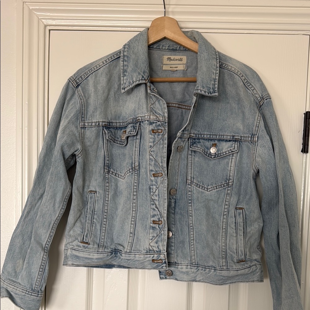 Madewell Light Blue boxy crop Denim Jacket